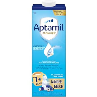 Aptamil Kindermilch 1+ 1 Liter trinkfertig (6er Pack), trinkfertig & praktisch, für Kleinkinder im Wachstum, mit Vitaminen A, C und D sowie ALA (Omega-3), Calcium und Jod, ohne Palmöl Aptamil Kindermilch 1+ 1 Liter trinkfertig (6er Pack), trinkfertig & praktisch, für Kleinkinder im Wachstum, mit Vitaminen A, C und D sowie ALA (Omega-3), Calcium und Jod, ohne Palmöl