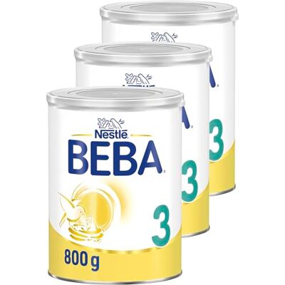 BEBA 3 Folgemilch ab dem 10. Monat, Mit 5 HMO Komplex, Altersgerecht angepasster Proteingehalt, Nur Laktose, Ohne Palmöl, Ohne Fischöl, Babynahrung, Baby-Milchpulver, 3er Pack (3 x 800g) BEBA 3 Folgemilch ab dem 10. Monat, Mit 5 HMO Komplex, Altersgerecht angepasster Proteingehalt, Nur Laktose, Ohne Palmöl, Ohne Fischöl, Babynahrung, Baby-Milchpulver, 3er Pack (3 x 800g)