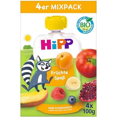 HiPP Bio Quetschie Mixpack Früchtespaß, 16 Stück (4er Pack mit je 4 x 100g), ab 1 Jahr, 100% Fruchtpüree, ohne Zuckerzusatz HiPP Bio Quetschie Mixpack Früchtespaß, 16 Stück (4er Pack mit je 4 x 100g), ab 1 Jahr, 100% Fruchtpüree, ohne Zuckerzusatz