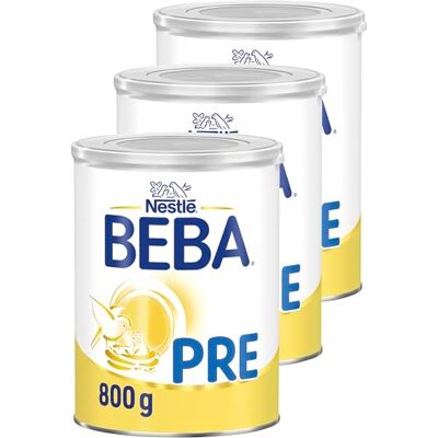 BEBA PRE Anfangsmilch von Geburt an, Nur Laktose, Ohne Palmöl, Ohne Fischöl, Babynahrung, Baby-Milchpulver, 3er Pack (3 x 800g) BEBA PRE Anfangsmilch von Geburt an, Nur Laktose, Ohne Palmöl, Ohne Fischöl, Babynahrung, Baby-Milchpulver, 3er Pack (3 x 800g)