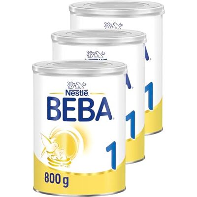 BEBA 1 Anfangsmilch von Geburt an, Nur Laktose, Ohne Palmöl, Ohne Fischöl, Babynahrung, Baby-Milchpulver, 3er Pack (3 x 800g) BEBA 1 Anfangsmilch von Geburt an, Nur Laktose, Ohne Palmöl, Ohne Fischöl, Babynahrung, Baby-Milchpulver, 3er Pack (3 x 800g)