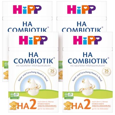 HiPP HA 2 Combiotik (4 x 600g) Folgenahrung nach dem 6. Monat, mit natürlichen Milchsäurekulturen, wertvollen Ballaststoffen (GOS), Omega-3, aufgespaltenen Proteinen für sensible Immunsysteme HiPP HA 2 Combiotik (4 x 600g) Folgenahrung nach dem 6. Monat, mit natürlichen Milchsäurekulturen, wertvollen Ballaststoffen (GOS), Omega-3, aufgespaltenen Proteinen für sensible Immunsysteme