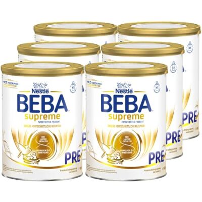 BEBA SUPREME PRE – Anfangsnahrung von Geburt an, Baby- Milchpulver (6x800g) Premium Anfangsnahrung von Geburt an, wissenschaftlich geprüftes Hydrolysat, nur Laktose, Babynahrung ohne Palmöl & Fischöl BEBA SUPREME PRE – Anfangsnahrung von Geburt an, Baby- Milchpulver (6x800g) Premium Anfangsnahrung von Geburt an, wissenschaftlich geprüftes Hydrolysat, nur Laktose, Babynahrung ohne Palmöl & Fischöl