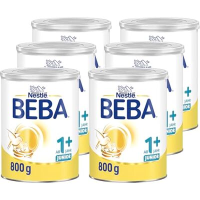 BEBA Junior 1+ Milchgetränk ab dem 1. Geburtstag, Mit HMO, Altersgerecht angepasster Proteingehalt, Nur Laktose, Ohne Palmöl, Ohne Fischöl, Kleinkindnahrung, Baby-Milchpulver, 6er Pack (6 x 800g) BEBA Junior 1+ Milchgetränk ab dem 1. Geburtstag, Mit HMO, Altersgerecht angepasster Proteingehalt, Nur Laktose, Ohne Palmöl, Ohne Fischöl, Kleinkindnahrung, Baby-Milchpulver, 6er Pack (6 x 800g)