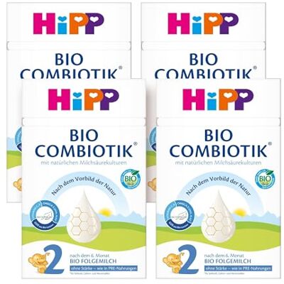 HiPP 2 Bio Combiotik (4 x 600g), Folgemilch nach dem 6. Monat, OHNE STÄRKE, mit natürlichen Milchsäurekulturen, Vitamine C und D, GOS, Omega-3 (DHA, ALA), ideal angepasst an das Beikostalter HiPP 2 Bio Combiotik (4 x 600g), Folgemilch nach dem 6. Monat, OHNE STÄRKE, mit natürlichen Milchsäurekulturen, Vitamine C und D, GOS, Omega-3 (DHA, ALA), ideal angepasst an das Beikostalter