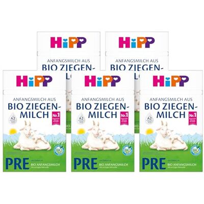 HiPP PRE Anfangsmilch aus Bio Ziegenmilch (5 x 400g), von Geburt an, mit GOS, nur Lactose, A2-beta-Casein, besonders leicht verdaulich HiPP PRE Anfangsmilch aus Bio Ziegenmilch (5 x 400g), von Geburt an, mit GOS, nur Lactose, A2-beta-Casein, besonders leicht verdaulich
