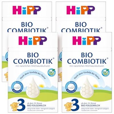 HiPP 3 Bio Combiotik (4 x 600g), Folgemilch ab 10. Monat, mit natürlichen Milchsäurekulturen, Vitamine C und D, GOS, Omega-3 (DHA, ALA), altersgerecht sättigend HiPP 3 Bio Combiotik (4 x 600g), Folgemilch ab 10. Monat, mit natürlichen Milchsäurekulturen, Vitamine C und D, GOS, Omega-3 (DHA, ALA), altersgerecht sättigend