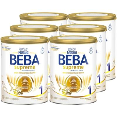 BEBA SUPREME 1 Anfangsmilch von Geburt an, Babynahrung , nur Laktose, ohne Palmöl, 6er Pack (6 x 800g) BEBA SUPREME 1 Anfangsmilch von Geburt an, Babynahrung , nur Laktose, ohne Palmöl, 6er Pack (6 x 800g)