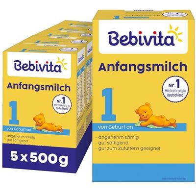 Bebivita 1 Anfangsmilch (5 x 500g), von Geburt an, angenehm sämig & gut sättigend, gut zum Zufüttern Bebivita 1 Anfangsmilch (5 x 500g), von Geburt an, angenehm sämig & gut sättigend, gut zum Zufüttern