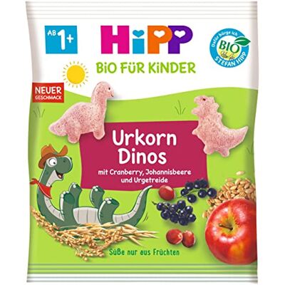 HiPP Bio Urkorn Dinos (9 x 30g), Kindersnack ab 1 Jahr, Süße nur aus Früchten, ideal für unterwegs & zwischendurch HiPP Bio Urkorn Dinos (9 x 30g), Kindersnack ab 1 Jahr, Süße nur aus Früchten, ideal für unterwegs & zwischendurch