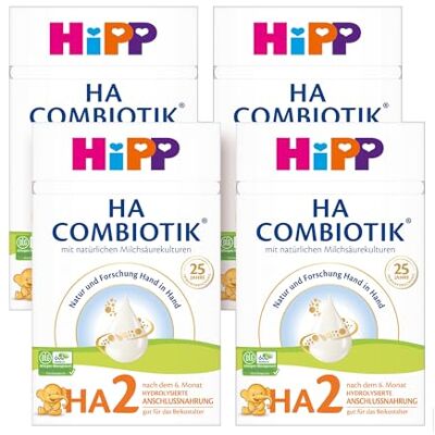 HiPP HA 2 Combiotik (4 x 600g) Folgenahrung nach dem 6. Monat, mit natürlichen Milchsäurekulturen, wertvollen Ballaststoffen (GOS), Omega-3, aufgespaltenen Proteinen für sensible Immunsysteme HiPP HA 2 Combiotik (4 x 600g) Folgenahrung nach dem 6. Monat, mit natürlichen Milchsäurekulturen, wertvollen Ballaststoffen (GOS), Omega-3, aufgespaltenen Proteinen für sensible Immunsysteme