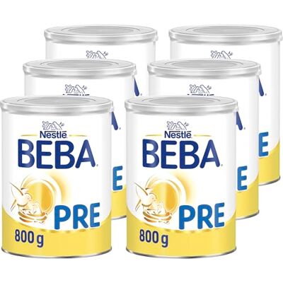 BEBA PRE Anfangsmilch von Geburt an, Nur Laktose, Ohne Palmöl, Ohne Fischöl, Babynahrung, Baby-Milchpulver, 6er Pack (6 x 800g) BEBA PRE Anfangsmilch von Geburt an, Nur Laktose, Ohne Palmöl, Ohne Fischöl, Babynahrung, Baby-Milchpulver, 6er Pack (6 x 800g)