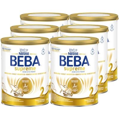 BEBA SUPREME 2 – Folgenahrung nach dem 6. Monat, Baby- Milchpulver (6x800g) Premium Folgenahrung nach dem 6. Monat mit 6 HMO, patentierter Rezeptur, nur Laktose, Babynahrung ohne Palmöl & Fischöl BEBA SUPREME 2 – Folgenahrung nach dem 6. Monat, Baby- Milchpulver (6x800g) Premium Folgenahrung nach dem 6. Monat mit 6 HMO, patentierter Rezeptur, nur Laktose, Babynahrung ohne Palmöl & Fischöl