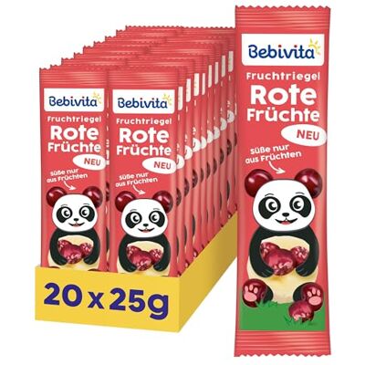 Bebivita Fruchtriegel Rote Früchte (20 x 25g), Süße nur aus Früchten, perfekter Snack für zwischendurch Bebivita Fruchtriegel Rote Früchte (20 x 25g), Süße nur aus Früchten, perfekter Snack für zwischendurch