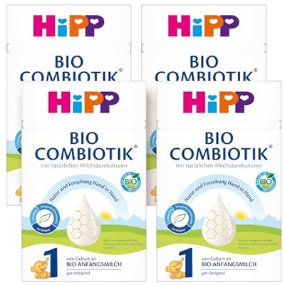 HiPP 1 Bio Combiotik (4 x 600g), Anfangsmilch von Geburt an, mit natürlichen Milchsäurekulturen und milder Bio-Stärke, in bester Bio-Qualität HiPP 1 Bio Combiotik (4 x 600g), Anfangsmilch von Geburt an, mit natürlichen Milchsäurekulturen und milder Bio-Stärke, in bester Bio-Qualität