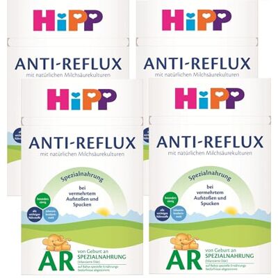 HiPP Anti-Reflux Spezialnahrung (4 x 600g) von Geburt an, besonders sämig, zum Diätmanagement bei vermehrtem Spucken und Aufstoßen im Säuglingsalter HiPP Anti-Reflux Spezialnahrung (4 x 600g) von Geburt an, besonders sämig, zum Diätmanagement bei vermehrtem Spucken und Aufstoßen im Säuglingsalter