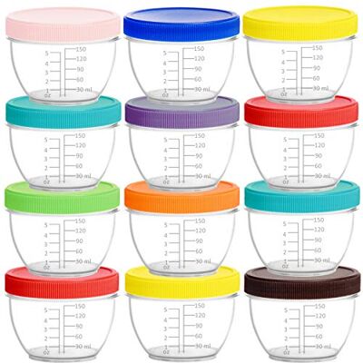 Youngever 18er Pack 180ML Aufbewahrungsbehälter für Babynahrung, Mehrweg Plastik Aufbewahrungsbecher, Baby Food Containers with Lids, Babynahrungsbehälter mit Deckel und Etiketten, 9 Farben Youngever 18er Pack 180ML Aufbewahrungsbehälter für Babynahrung, Mehrweg Plastik Aufbewahrungsbecher, Baby Food Containers with Lids, Babynahrungsbehälter mit Deckel und Etiketten, 9 Farben