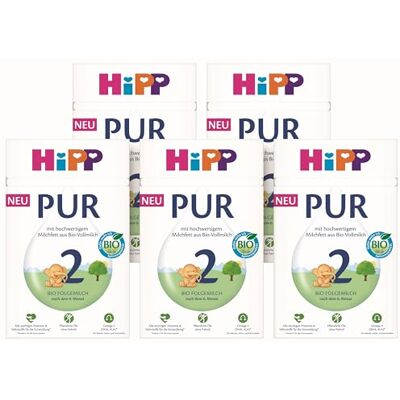HiPP 2 PUR Folgemilch (5 x 500g), nach dem 6. Monat, mit hochwertigem Milchfett aus Bio-Vollmilch, ohne Palmöl, mit wichtigen Vitaminen & Nährstoffen und Omega 3 (DHA, ALA) HiPP 2 PUR Folgemilch (5 x 500g), nach dem 6. Monat, mit hochwertigem Milchfett aus Bio-Vollmilch, ohne Palmöl, mit wichtigen Vitaminen & Nährstoffen und Omega 3 (DHA, ALA)