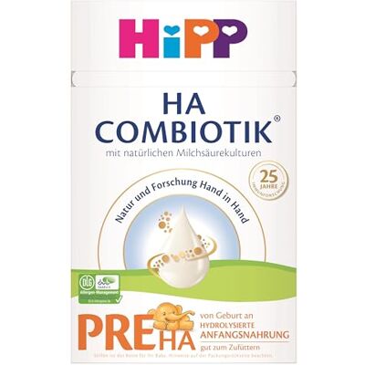 HiPP PRE HA Combiotik (4 x 600g), hydrolysierte Anfangsmilch von Geburt an, mit natürlichen Milchsäurekulturen, für sensible Immunsysteme HiPP PRE HA Combiotik (4 x 600g), hydrolysierte Anfangsmilch von Geburt an, mit natürlichen Milchsäurekulturen, für sensible Immunsysteme