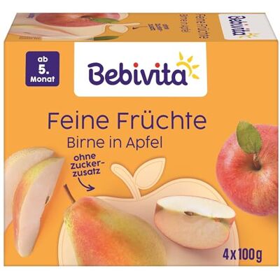 Bebivita Birne in Apfel, 6er Pack ( 6 x 4 x 100 g ) Bebivita Birne in Apfel, 6er Pack ( 6 x 4 x 100 g )