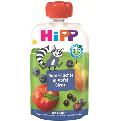 HiPP Bio Quetschie Frucht Plus Rote Früchte in Apfel Birne plus Eisen Willi Waschbär (8 x 100g), ab 1 Jahr, 100% Fruchtpüree, ohne Zuckerzusatz, vegan, in bester Bio-Qualität HiPP Bio Quetschie Frucht Plus Rote Früchte in Apfel Birne plus Eisen Willi Waschbär (8 x 100g), ab 1 Jahr, 100% Fruchtpüree, ohne Zuckerzusatz, vegan, in bester Bio-Qualität
