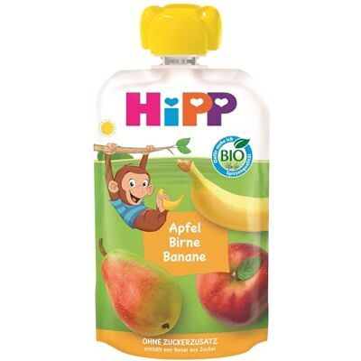HiPP Bio Apfel Birne Banane (8 x 100g), Quetschie ab 1 Jahr, 100% Fruchtpüree, ohne Zuckerzusatz, vegan, glutenfrei, fruchtiger Snack für zwischendurch HiPP Bio Apfel Birne Banane (8 x 100g), Quetschie ab 1 Jahr, 100% Fruchtpüree, ohne Zuckerzusatz, vegan, glutenfrei, fruchtiger Snack für zwischendurch