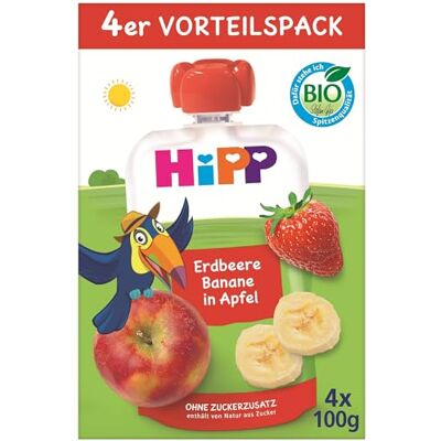 HiPP Bio Quetschie Erdbeere Banane in Apfel, 16 Stück (4er Pack mit je 4 x 100g), ab 1 Jahr, 100% Fruchtpüree, ohne Zuckerzusatz HiPP Bio Quetschie Erdbeere Banane in Apfel, 16 Stück (4er Pack mit je 4 x 100g), ab 1 Jahr, 100% Fruchtpüree, ohne Zuckerzusatz