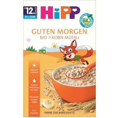 HiPP Bio 7-Korn-Müesli (8 x 200g), ab 12. Monat, mit wertvollem Vollkorngetreide, ohne Zuckerzusatz, besonders feine Stückchen leicht zu kauen, ideal für erste Selbstlöffelversuche HiPP Bio 7-Korn-Müesli (8 x 200g), ab 12. Monat, mit wertvollem Vollkorngetreide, ohne Zuckerzusatz, besonders feine Stückchen leicht zu kauen, ideal für erste Selbstlöffelversuche