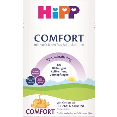 HiPP Comfort Spezialnahrung (4 x 600g), von Geburt an, lactose-reduziert, zum Diätmanagement bei Koliken, Blähungen & Verstopfungen HiPP Comfort Spezialnahrung (4 x 600g), von Geburt an, lactose-reduziert, zum Diätmanagement bei Koliken, Blähungen & Verstopfungen