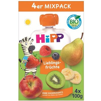 HiPP Bio Quetschie Mixpack Lieblingsfrüchte, 16 Stück (4er Pack mit je 4 x 100g), vier beliebtesten Sorten, ab 1 Jahr, ohne Zuckerzusatz, in bester Bio-Qualität HiPP Bio Quetschie Mixpack Lieblingsfrüchte, 16 Stück (4er Pack mit je 4 x 100g), vier beliebtesten Sorten, ab 1 Jahr, ohne Zuckerzusatz, in bester Bio-Qualität