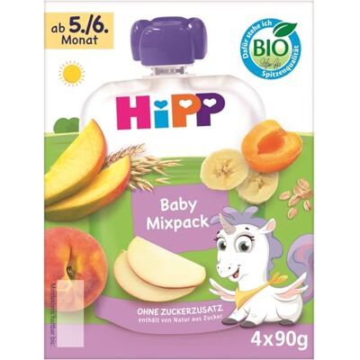 HiPP Bio Quetschie Mixpack,16 Stück (4er Pack mit je 4 x 90g), für Babys ab 5./6. Monat, vier leckere Geschmacksrichtungen, ohne Zuckerzusatz, in bester Bio-Qualität HiPP Bio Quetschie Mixpack,16 Stück (4er Pack mit je 4 x 90g), für Babys ab 5./6. Monat, vier leckere Geschmacksrichtungen, ohne Zuckerzusatz, in bester Bio-Qualität