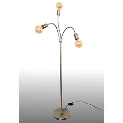 Trango 3-flg 1531-SD Stehlampe *EARTH* in Edelstahl-Optik inkl. 3x 4W 3-Stufen dimmbar E27 LED Leuchtmittel 2500K Gold-warmweiß ca. H1550mm 3 Lampenarmen schwenkbar Stehleuchte, Bürolampe, Standlampe Trango 3-flg 1531-SD Stehlampe *EARTH* in Edelstahl-Optik inkl. 3x 4W 3-Stufen dimmbar E27 LED Leuchtmittel 2500K Gold-warmweiß ca. H1550mm 3 Lampenarmen schwenkbar Stehleuchte, Bürolampe, Standlampe
