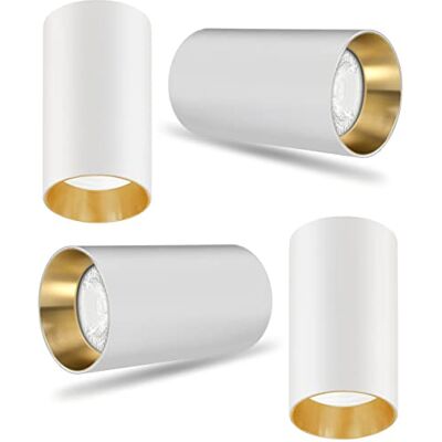 Maclean MCE458 Deckenaufbauleuchte 4-er Pack mit GU10 Fassung für LED & Halogen Leuchtmittel bis 35W 55x100mm Aufputz Aufbauleuchten Aluminium (4 Stück inkl. Leuchtmittel, Weiß/Goldener Reflektor) Maclean MCE458 Deckenaufbauleuchte 4-er Pack mit GU10 Fassung für LED & Halogen Leuchtmittel bis 35W 55x100mm Aufputz Aufbauleuchten Aluminium (4 Stück inkl. Leuchtmittel, Weiß/Goldener Reflektor)