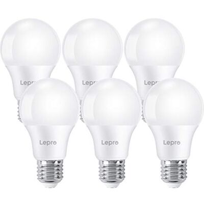 Lepro 8.5W E27 LED Kaltweiss, 806LM 6500K Glühbirne E27 Nicht Dimmbar, 180° Abstrahlwinkel E27 Glühbirne, ersetzt 60W Leuchtmittel, A60 glühbirnen, 6 Stück Lepro 8.5W E27 LED Kaltweiss, 806LM 6500K Glühbirne E27 Nicht Dimmbar, 180° Abstrahlwinkel E27 Glühbirne, ersetzt 60W Leuchtmittel, A60 glühbirnen, 6 Stück