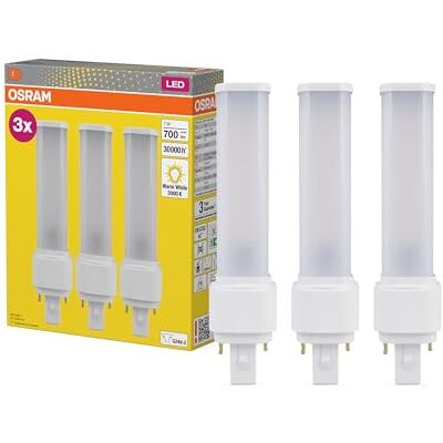 Osram DULUX D18 LED Kompaktlampe, 7W, 700lm, 3000K Warmweiß, Sockel G24D-2, 230V AC/CCG, CRI 80, 35mm Durchmesser Osram DULUX D18 LED Kompaktlampe, 7W, 700lm, 3000K Warmweiß, Sockel G24D-2, 230V AC/CCG, CRI 80, 35mm Durchmesser