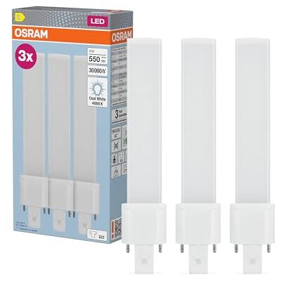 Osram DULUX S9 LED Kompaktlampe, 4W, 550lm, 4000K Kaltweiß, Sockel G23, 230V AC/CCG, CRI 80, 32,3mm Durchmesser,3-Pack Osram DULUX S9 LED Kompaktlampe, 4W, 550lm, 4000K Kaltweiß, Sockel G23, 230V AC/CCG, CRI 80, 32,3mm Durchmesser,3-Pack