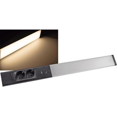 ChiliTec LED Unterbauleuchte Arusha 60cm Schwarz 2 Steckdosen Küche Unterschrank Lichtleiste Licht Warmweiß USB-A USB-C PD Beleuchtung für Büro Werkstatt ChiliTec LED Unterbauleuchte Arusha 60cm Schwarz 2 Steckdosen Küche Unterschrank Lichtleiste Licht Warmweiß USB-A USB-C PD Beleuchtung für Büro Werkstatt