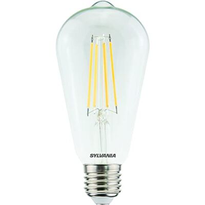 SYLVANIA LED-Lampe, E27 Sockel, 806 Lumen, Homelight (2700 Kelvin), 7 Watt Leistung, 15000h Lebensdauer, 64mm Durchmesser, 140mm Länge, Klarer Birnen Kolben, 1er Pack SYLVANIA LED-Lampe, E27 Sockel, 806 Lumen, Homelight (2700 Kelvin), 7 Watt Leistung, 15000h Lebensdauer, 64mm Durchmesser, 140mm Länge, Klarer Birnen Kolben, 1er Pack