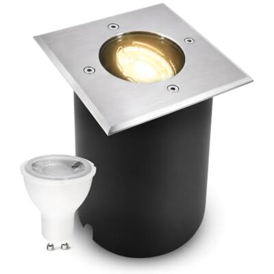 SSC-LUXon JUAVI Bodeneinbaustrahler schwarz eckig IP67 GU10 2W warmweiß Befahrbarer Bodenstrahler bis 2000kg schwarz eckig schwenkbar, warmweiß, für Wege, Beete & Treppe, IP67, inkl. GU10 LED SSC-LUXon JUAVI Bodeneinbaustrahler schwarz eckig IP67 GU10 2W warmweiß Befahrbarer Bodenstrahler bis 2000kg schwarz eckig schwenkbar, warmweiß, für Wege, Beete & Treppe, IP67, inkl. GU10 LED