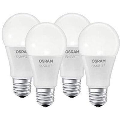 Osram Lamps Smart+ LED, Apple HomeKit Lampe mit E27 Sockel, dimmbar, ersetzt 60W Glühbirne, warmweiß, 4er Pack 4058075069237 Osram Lamps Smart+ LED, Apple HomeKit Lampe mit E27 Sockel, dimmbar, ersetzt 60W Glühbirne, warmweiß, 4er Pack 4058075069237