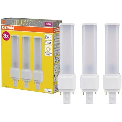 Osram DULUX D13 LED Kompaktlampe, 6W, 600lm, 3000K Warmweiß, Sockel G24D-1, 230V AC/CCG, CRI 80, 35mm Durchmesser,3-Pack Osram DULUX D13 LED Kompaktlampe, 6W, 600lm, 3000K Warmweiß, Sockel G24D-1, 230V AC/CCG, CRI 80, 35mm Durchmesser,3-Pack