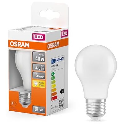 Osram LED Star Classic A, Sockel: E27, Nicht Dimmbar, Warmweiß, Ersetzt eine herkömmliche 40 Watt Lampe, Matt, 6er-Pack Osram LED Star Classic A, Sockel: E27, Nicht Dimmbar, Warmweiß, Ersetzt eine herkömmliche 40 Watt Lampe, Matt, 6er-Pack