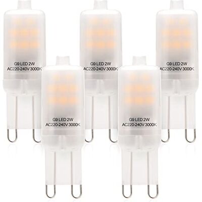 ECO G9 LED Lampe 2W Ersatz 15W 20W Halogenlampen, Warmweiss LED Leuchtmittel Birnen 3000K, Kein Flackern, Nicht Dimmbar, AC 220-240V, 5er Pack ECO G9 LED Lampe 2W Ersatz 15W 20W Halogenlampen, Warmweiss LED Leuchtmittel Birnen 3000K, Kein Flackern, Nicht Dimmbar, AC 220-240V, 5er Pack