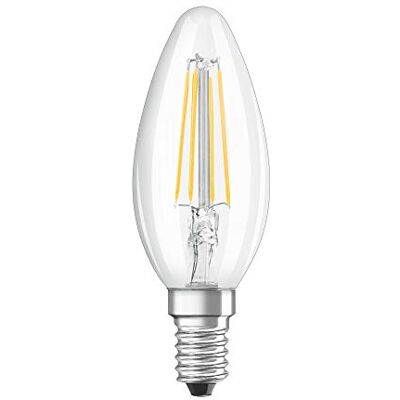 Osram STAR+ Dimmbare Filament LED Lampe mit E14 Sockel, Warmweiss (2700K), 4W, 3-stufig dimmbar per Klick, Kerzenform, Ersatz für 40W-Glühbirne, klar, LED THREE STEP DIM CLASSIC B, 4er-Pack Osram STAR+ Dimmbare Filament LED Lampe mit E14 Sockel, Warmweiss (2700K), 4W, 3-stufig dimmbar per Klick, Kerzenform, Ersatz für 40W-Glühbirne, klar, LED THREE STEP DIM CLASSIC B, 4er-Pack