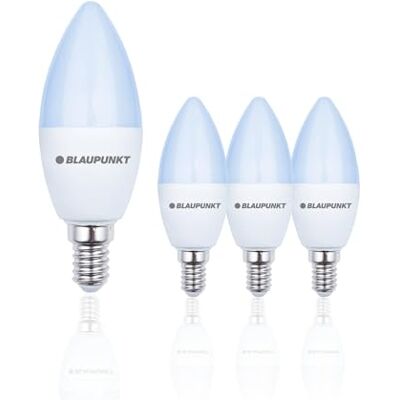 Blaupunkt Leuchtmittel E14 Led Lampe Kerze Glühbirne 7W (entspricht 50W) 595 Lumen 6000K Kaltweiss Nicht‑Dimmbar E14 Schraubsockel Energiesparende Beleuchtung für Zuhause – 4er Pack Blaupunkt Leuchtmittel E14 Led Lampe Kerze Glühbirne 7W (entspricht 50W) 595 Lumen 6000K Kaltweiss Nicht‑Dimmbar E14 Schraubsockel Energiesparende Beleuchtung für Zuhause – 4er Pack