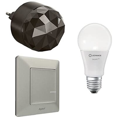 Legrand , Starterpaket Smart Lighting, dimmbare intelligente Glühbirne (WiFi), Sprachsteuerung (Alexa, Apple, Google), moderne Glühbirne, Plug'n'Play, Valena Life w. Netatmo, Farbe: Aluminium, 199307 Legrand , Starterpaket Smart Lighting, dimmbare intelligente Glühbirne (WiFi), Sprachsteuerung (Alexa, Apple, Google), moderne Glühbirne, Plug'n'Play, Valena Life w. Netatmo, Farbe: Aluminium, 199307