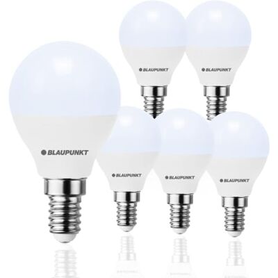 Blaupunkt E14 LED-Birne G45 6W 510 Lumens 6000K Kaltweiß Opal, 6er Pack Blaupunkt E14 LED-Birne G45 6W 510 Lumens 6000K Kaltweiß Opal, 6er Pack