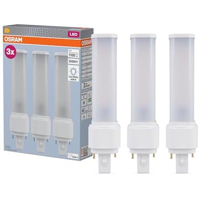 Osram DULUX D26 LED Kompaktlampe, 9W, 1100lm, 4000K Kaltweiß, Sockel G24D-3, 230V AC/CCG, CRI 80, 35mm Durchmesser Unit Count: 1 Osram DULUX D26 LED Kompaktlampe, 9W, 1100lm, 4000K Kaltweiß, Sockel G24D-3, 230V AC/CCG, CRI 80, 35mm Durchmesser Unit Count: 1