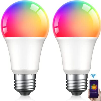 GHome Smart Alexa glühbirnen, Smart Glühbirne E27 Wlan dimmbare glühbirnen Kompatibel mit Amazon Alexa Echo, Echo Dot Google Home Kein Hub Erforderlich Smarte Glühlampe (2 Pack) GHome Smart Alexa glühbirnen, Smart Glühbirne E27 Wlan dimmbare glühbirnen Kompatibel mit Amazon Alexa Echo, Echo Dot Google Home Kein Hub Erforderlich Smarte Glühlampe (2 Pack)