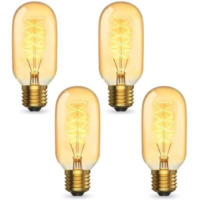 Klarlight Vintage Glühbirne E27 Dimmbar Bernstein Warmweiß 2200K T45 Leuchtmittel E27 Retro Dekorative Glühbirne für Café, Bar, Haus, Restaurant, Wohnungen, 4 Stück Klarlight Vintage Glühbirne E27 Dimmbar Bernstein Warmweiß 2200K T45 Leuchtmittel E27 Retro Dekorative Glühbirne für Café, Bar, Haus, Restaurant, Wohnungen, 4 Stück